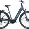 Cube Supreme Sport Hybrid ONE 500 Lav Indstigning, Bl&aring; -E-bikes Trekking Butik cube supreme sport hybrid one 500 easy entry greybluenblue 1